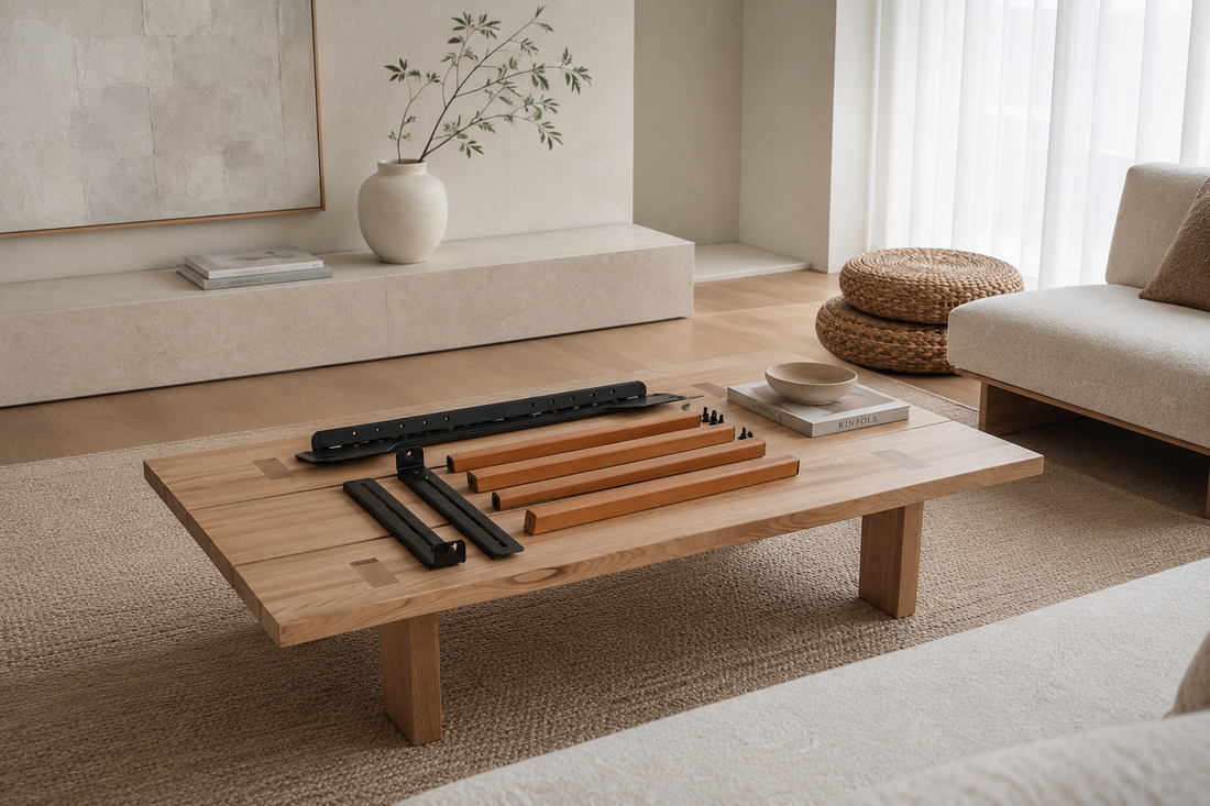 Hardware and parts that ship with a Vislund TV stand