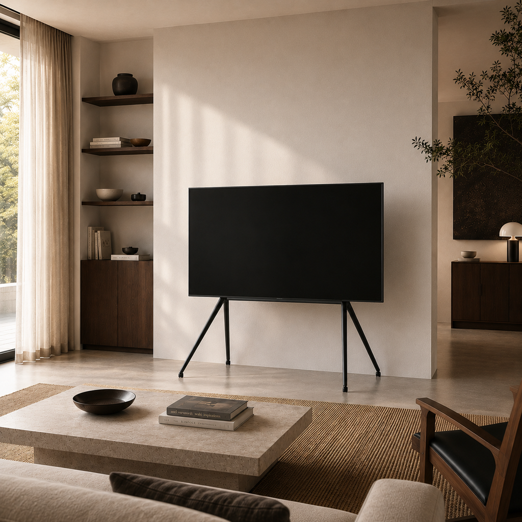 Porta TV STUDIO nero con ruote 55"-70"