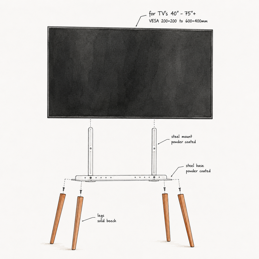 Meuble TV en hêtre 40"-75"