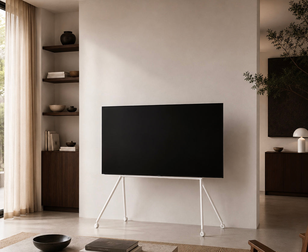 Porta TV STUDIO bianco con ruote 55"-70"